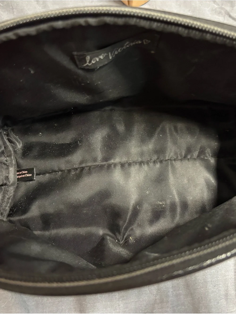 Victoria's Secret Black and White Graffiti Logo Cosmetic Bag